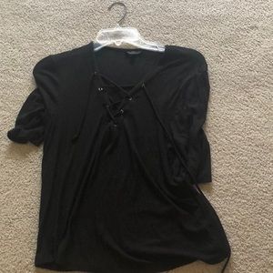 Topshop cross tie detail robbed T-shirt